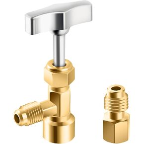 R134a Can Tap Kit for 1/4" and 1/2" AC Charging Hoses,Puncture Style R134a Self Sealing Can Tap Quick R134a Refrigerant Recharge Kit,Thick Can Tap Fit R134a Adapter Fittings