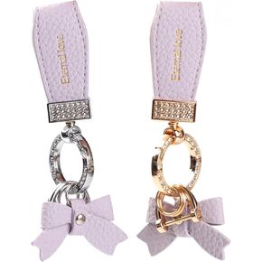 2PCS With Bling Rhinestones Leather Leather Car Keychain,Bow Keychain for Women, Universal Key Fob Holder
