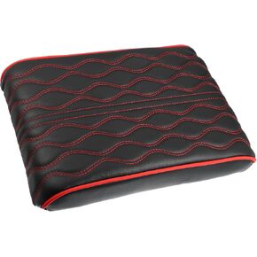 Motoforti Universal Armrest Cushion Cover, Waterproof Center Console Box Pad Protector, 2.20"x8.27"x1.97", Faux Leather, Black Red, 1 Pcs