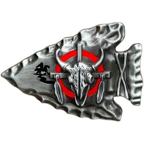 Bull Head Skull Belt Buckle for Men Bull Skull Arrowhead Feather Tribal Bull Skeleton Western Cowboy Belt Buckle