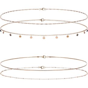 4Pcs Gold Waist Chain for Women 14K Layered Belly Chain Adjustable Sexy Body Jewelry Waterproof Satellite Belly Beads