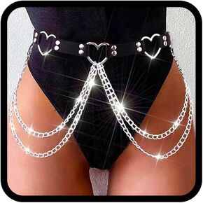 Leather Waist Belt Chain Punk Belly Body Chains Layered Gothic Rave Halloween accessories for women