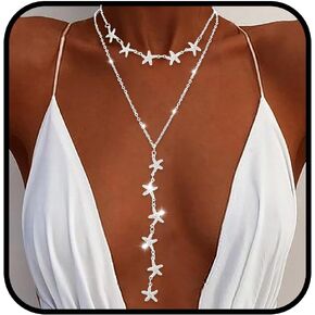 Bounzhi Sexy Body Chain Layered Bra Starfish Body Jewelry Bikini Beach Body Necklace for Women and Girls