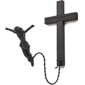 Fexcofu Bunjesus Crucifix ، Bungee Jumping Wall Cross - Denaissance Sculpture Dentical Home Dedicor لعيد الفصح ، عيد الميلاد - هدية مسيحية فكاهية للأصدقاء والعائلة (أسود)