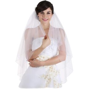 SAMKY 2T 2 Tier AB Crystal Beaded Edge Wedding Veil