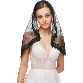 JWICOS Mass Veil Triangle Mantilla Cathedral Head Covering Chapel Veil Latin Mass Head Covering Scarf for Wedding Brides
