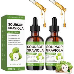 انخفاض سائل Soursop Soursop Graviola 1800 ملغ-مستخلص مركّز مع مضادات الأكسدة ، نباتي وخالي من الغلوتين ، غير محدد من غير المعدلة وراثيا ، 2 أوقية (عبوتين) (2 عبوات)