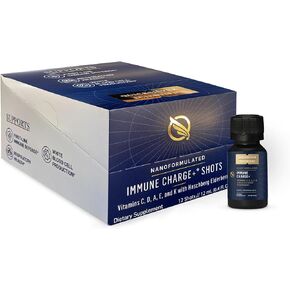 Quicksilver Scientific Immune Charge+ - لقطات صافية محمولة مع Elderberry ، Vitamin C ، E ، K1 ، K2 ، 10000 وحدة فيتامين (د) لدعم الجهاز المناعي الأمثل (12 لقطات وجبة واحدة)