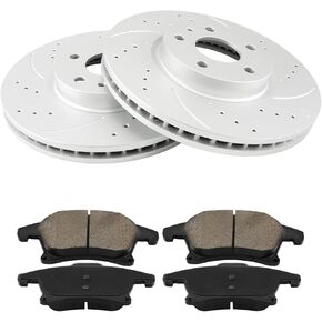 Front Brake Rotors and Ceramic Brake Pads Compatible with Fusion 2013-2020, MKZ 2013-2016, OEM#54196+D1653 Disc Brake Kit