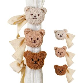 Chunful 6 Pcs Cute Curtain Tiebacks, Bear Curtain Ties, Bear Nursery Decor Decorative Animal Shape Rope Holdbacks for Home Bedroom Living Room Window Treatment
