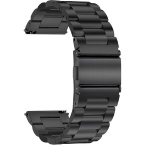 TStrap Metal Watch Band for Men - Black Stainless Steel Watch Bands for Women - Brushed Solid Quick Release Smart Watch Strap Replacement Bracelet Clasp - 16mm 18mm 19mm 20mm 21mm 22mm 24mm