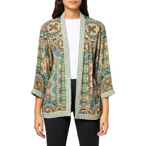 John Mark Women's Hi Low Kimono مع تفاصيل مطرزة وثلاثة أرباع الأكمام