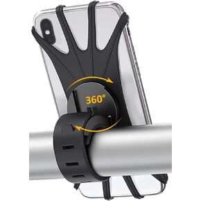 Bike Phone Mount, Motorcycle Handlebar Mount, 360° Rotation All Silicone Bicycle Phone Holder, Compatible with iPhone 13/12/11 Pro Max XS Max XR X 8 7 6S Plus SE 2022 12 mini