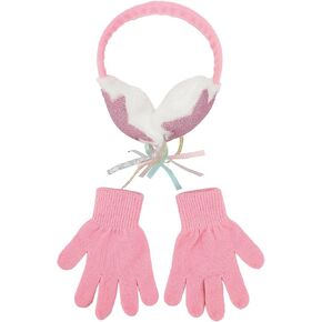 Sparkly Stars 2-Piece Youth Pink Plush Ear Muffs & Gloves Set