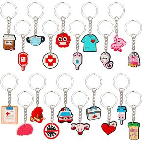 20pcs ممرضة المفتاح سلسلة مفاتيح ، مفاتيح التخرج سلاسل مفتاح التمريض للنساء Grils Kids ، سلسلة مفاتيح ذات طابع طبي لفئة الطبيب الممرضة من 2025 هدايا التخرج من الممرضات