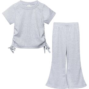 Toddler Girl Summer Clothes Little Girl Outfit Short Sleeve Shirt + Flared Pants 2 Pieces Girls Clothing Set
