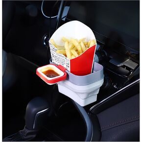Car Sauce Dip Clip, Multi-Function French Fries Holder with Sauce Cup, Foldable Dipping Sauce Dip Organizer Mount for Air Vent, Car Accessories for Cards Sunglasses Storage