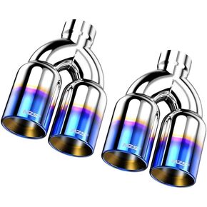 MZS Exhaust Tip, Stainless Steel 2.5" Inlet 3.5" Outlet 9.5" Length Dual Exhaust Diesel Tailpipe Universal Polished Tangent Edge 2PCS