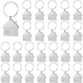 30 pcs Silver House Shaped Keychain Cute House with Window Key Charm Bag Hanging Fashion Charm Gifts Jewelry Keyring Housewarming Gift for Women Men