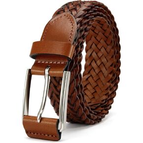 CHAOREN Braided Belts Men Leather - 1 3/8" Casual Woven Belts for Men - Handcrafted Softness for Jeans