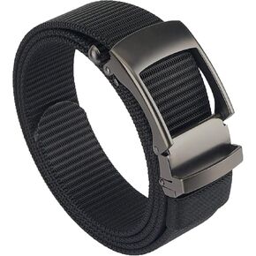 Ratchet Belts for Men, 1 3/8" EDC Nylon Web Tactical Belt with Slide Buckle, No Holes Adjustable Trim to Fit