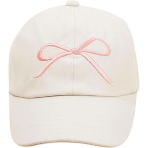 Kids Baseball Hat Visor, Bow Tie Baseball Cap, Little Girls High Ponytail Sun Hat, Embroidered Beach Hat 3-8 Years