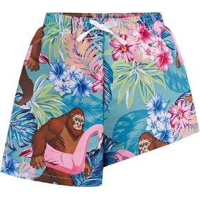 Floerns Boy's Swim Trunk Flamingo Print Quick Dry Board Short with Compression