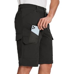 Moosehill Mens-Cargo-hiking-shorts خفيفة الوزن مقاومة للماء جاف مريح ملاءمة خصر كبير وطويل الطويل مع 8 جيوب