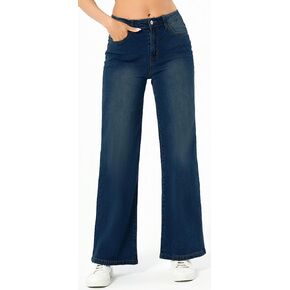 Straight Leg Jeans for Women,High Waisted Wide Leg Loose Microelastic Wide Leg Denim Pants