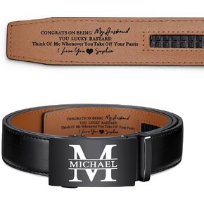 Personalized Leather Belt for Men Anniversary, Gift fo Husband Boyfriend Son, Custom Gift fo Men