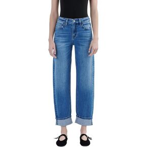 VERVET High Rise Cuff Barrel Leg Jeans T6617