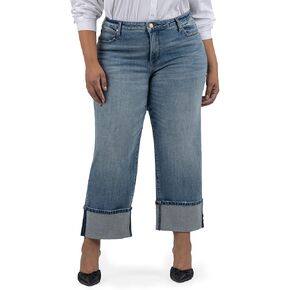 KUT from the Kloth Women's Plus Size Sienna High Rise Wide Leg-roll Up 5"