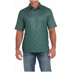 Cinch Mens Arenaflex Green Print Polo