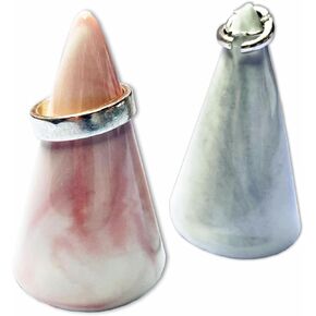 2 PCS Ceramic Ring Holder for Jewelry, Decorative Stand Cone With Unique Marble Textures, Display Tower, Engagement Wedding Showcase Stand