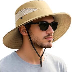 DRESHOW Sun Bucket Hats for Men Women 3.5" Wide Brim Fishing Hat Breathable Mesh Beach Hats Outdoor Packable Hat UPF 50+