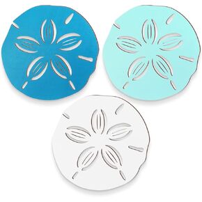 Jetec Sand Dollar Wall Decore 3 قطع شاطئ جدار ساحلي فن الخشب في الهواء الطلق في المحيط الرمال ديكور الفن Teal Seafoam للديكور الحمام المنزل
