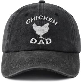 Chicken Dad Hat for Men, Adjustable Embroidered Cotton Baseball Cap