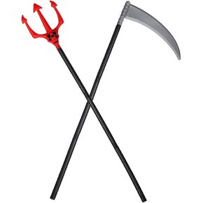 Reaper Sickle & Demon Trident Set Halloween Cosplay Costume Associory Props Props