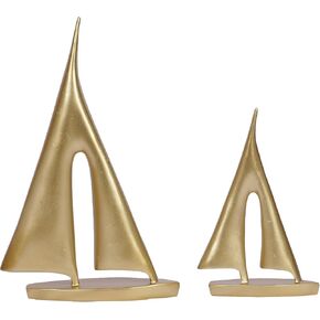 2 Pack Gold Sailboat Decor Boat Sculpture for Home Decor Modern Boat Statue Decorative Nautical Decoration for Living Room Bookshelf Shelf Table Office in Kuwait