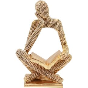 Sparkling Gold Reading Women Statue, Thinker Sculptures, Abstract Art Ornament, Modern Aesthetic Figurine Decoration for Home Living Room Bedroom Office Shelf Table Desk Bookshelf Decor