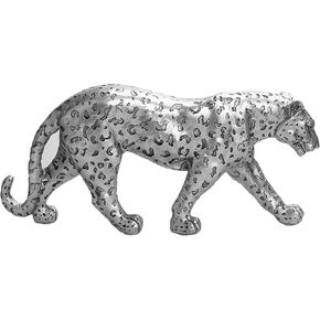Cheetah Statue Home Decor Leopard Sculpture Resin Sitting Cheetah Figurine Desktop Table Top Ornament Decoration for Home Office-Gold Or Silver (Walking-Champagne Gold)