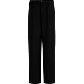 Milumia Men's High Waist Long Pants Trendy Casual Wide Leg Trousers with Pocket