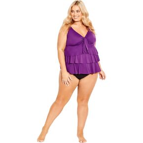 Women's Plus Size Ruffled Tankini Top
