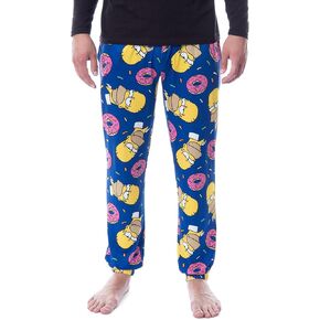 The Simpsons Mens' Homer Sprinkles Donuts Sleep Pajama Jogger Pants (XL) Blue