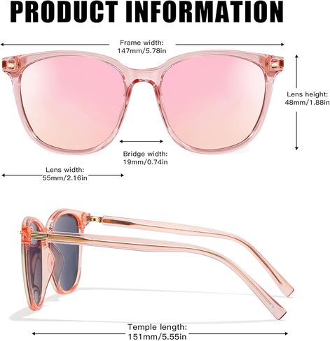 LVIOE Polarized Round Sunglasses for Women Men Trendy Oversized Shades with UV400 Protection Reduce Glare Sun Glasses LS18512 in Kuwait