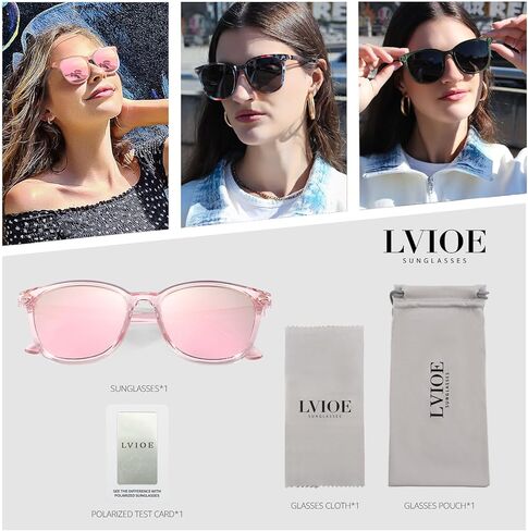 LVIOE Polarized Round Sunglasses for Women Men Trendy Oversized Shades with UV400 Protection Reduce Glare Sun Glasses LS18512 in Kuwait