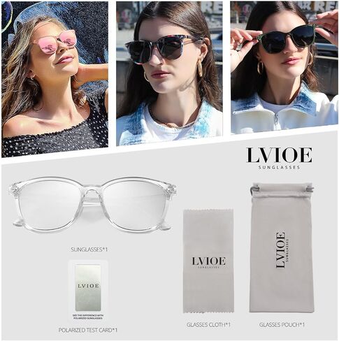 LVIOE نظارات شمسية مستقطبة مستديرة للنساء والرجال ظلال كبيرة الحجم مع حماية من الأشعة فوق البنفسجية 400 تقلل الوهج نظارات شمسية LS18512 in Kuwait