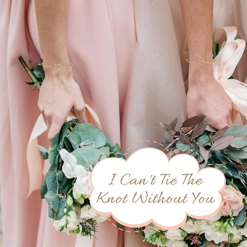 12 Pcs Bridesmaid Proposal Gifts Set of 6 Metal Knot Bracelets and I Can't Tie The Knot Without You Drawstring Bags Bridesmaid Gifts For Bridal Party Wedding in Saudi Arabia