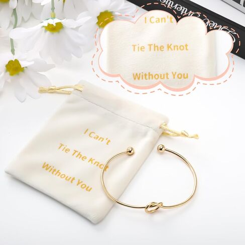 12 Pcs Bridesmaid Proposal Gifts Set of 6 Metal Knot Bracelets and I Can't Tie The Knot Without You Drawstring Bags Bridesmaid Gifts For Bridal Party Wedding in Saudi Arabia