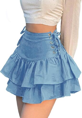 TSMNZMU Women's Goth Mini Skirts - Punk Grunge High Waist Emo Alt Mall Gothic Harajuku Lolita Skirts in Saudi Arabia